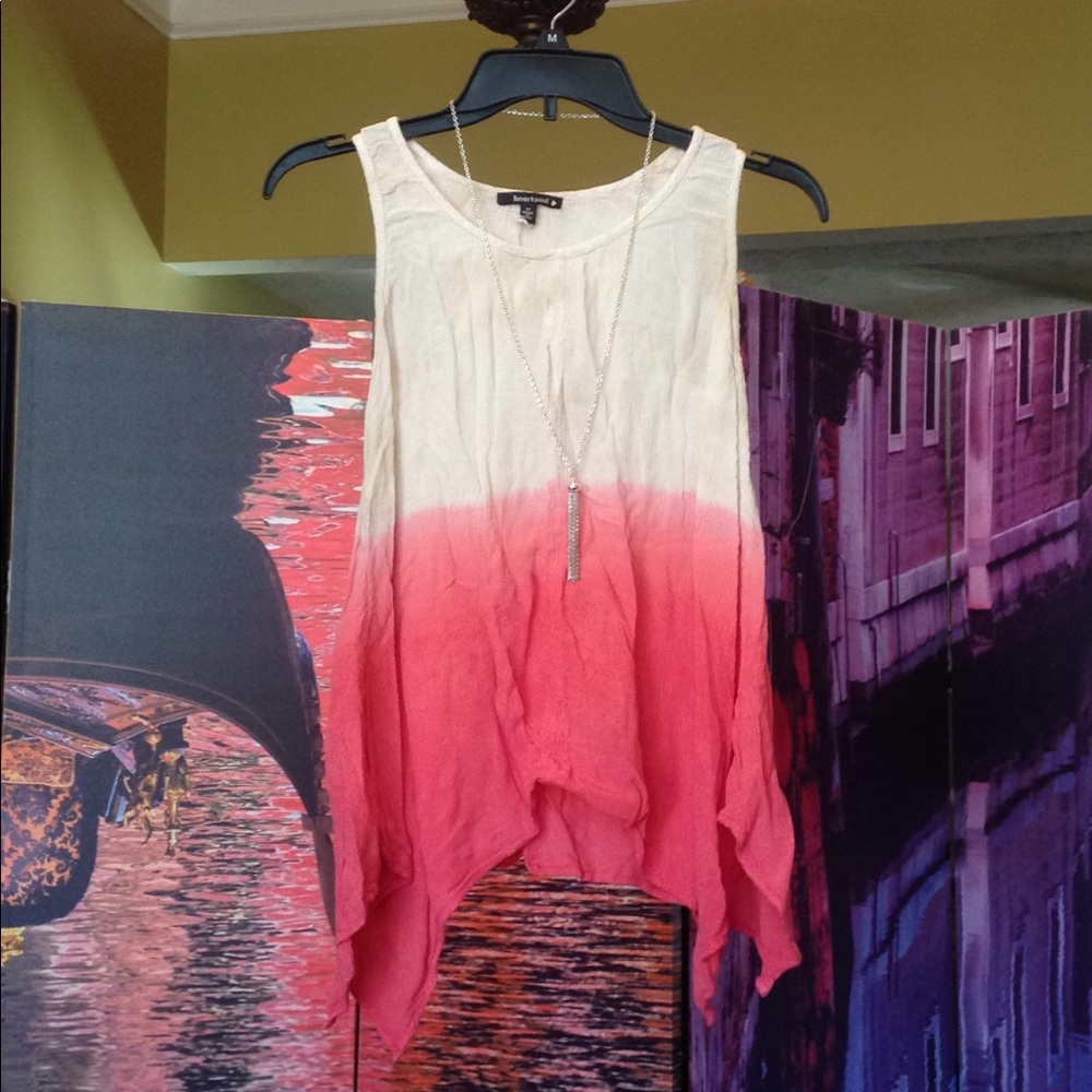Preppy pink & beige ombré tank tank
